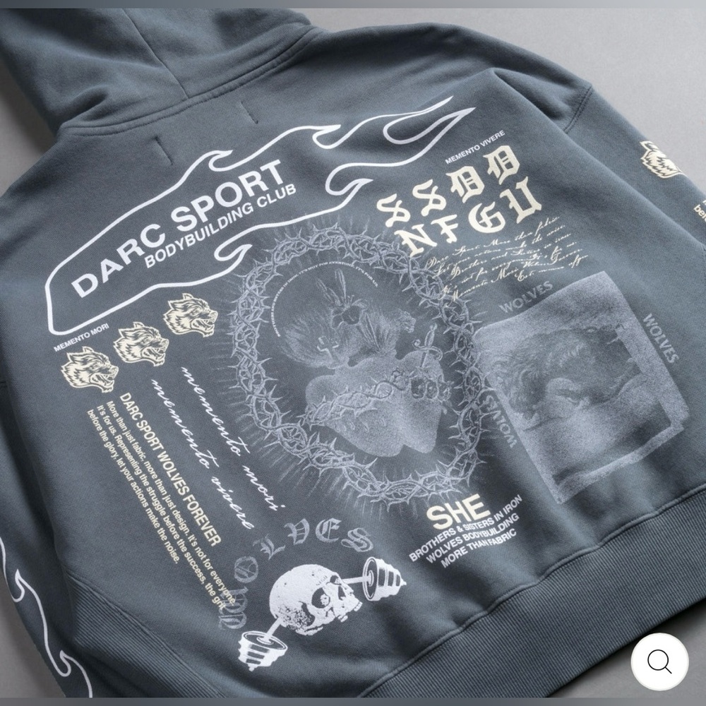 Darc Sport 🐺MEMENTO MORI 2024 "SAGE" (CROPPED) ZIP HOODIE IN GREEK STONE SMALL - Picture 7 of 14